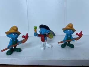 Peyo 2011 Smurfs McDonald's Figurines Set of 3 Painter and Farmer Smurf